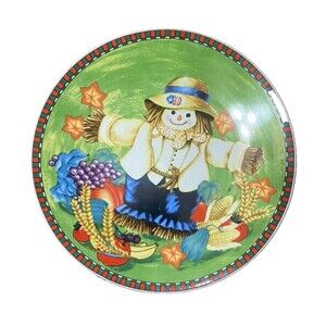 Scarecrow HAPPY HARVEST Round Chop Plate/Platter by WCL, Fall decor Autumn